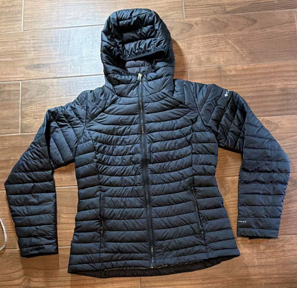Columbia Powder Lite Hooded Jacket Size M Black Omni-Heat Puffer